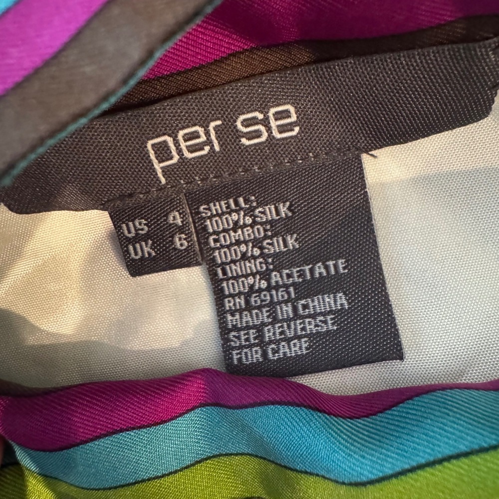 Silk Y2K Geometric Halter Top Scarf Tie Retro Resort Size 4‎ by Per Se - Picture 4 of 5
